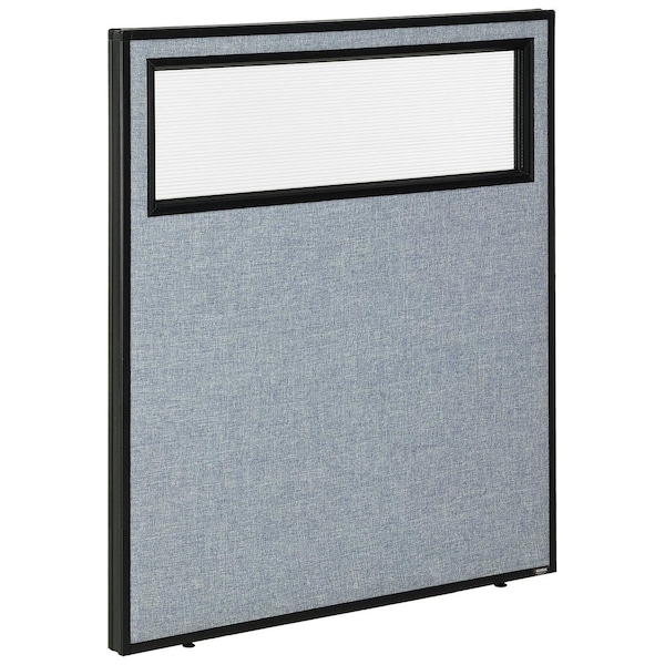 Global Industrial 36-1/4W x 42H Office Partition Panel with Partial Window, Blue 694754WBL - main